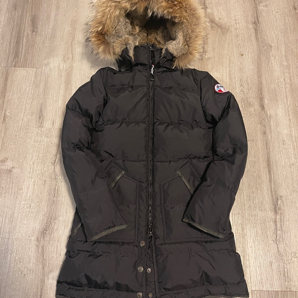 Pajar Midnight Black Puffer Jacket with Faux Fur Trim